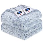 Sealy Electric Blanket Queen Size, Dual Control Soft Sherpa Heated Blanket with 10 Heating Levels & 1 to 12 Hours Auto-Off Settings Over-Heated Protection 84"x90" Machine Washable, Blue