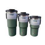 RKPM HOMES Insulated Coffee Mug with Lid & Handle I Double Wall Stainless Steel Vacuum Thermos I Hot & Cold Beverages I Cup with Splash Proof Sliding Lid for Office, Home, Travel - 600ml (Green) 1Pcs