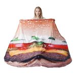 BATTILO HOME 71 Inch Hamburger Blanket for Adult and Kids, Tortilla Wrap Flannel Blanket, Funny Throw Blanket Food Novelty Gift Blanket for Everyone