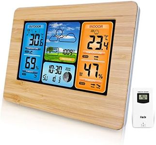 Stazione Meteo Wireless Digital Colour Forecast Stazione Meteo Indoor Outdoor Termometro con Allarme e Temperatura umidità Barometro Alarm Moon Phase Weather Clock con sensore Esterno (C)