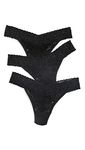 Hanky Panky Women's 3-Pack Original Rise Thong Black One Size