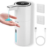 PUGTOW Automatic Soap Dispenser Touchless, 400ml Wall Mounted Soap Dispenser with 4 Adjustable Levels,IPX5 1800mAh USB-C Rechargeable Hands-Free Liquid Dispenser for Bathroom Kitchen