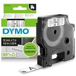 DYMO Authentic D1 Labels | Black Print on White Tape | 12 mm x 7 m | Self-Adhesive Labels for LabelManager Label Makers | Made in Europe