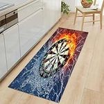 Kitchen Mat Blue Kitchen Rug Non-slip Rubber Backing Runner Rugs 60x150cm, Ice And Fire Dart Target Doormat Resistant Washable Floor Mat for Kitchen Supplies