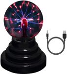 Plasma Ball,Touch Sensitive Plasma Lamp Light with USB OR Battery Powered Plasma Globe for Kids,Parties,Home,Decoration 3-Inches