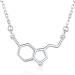 Rosa Vila Happiness Serotonin Molecule Necklace With Gems For Women, Ideal Necklaces For Teacher, Professor, Chemistry Grad, And Science Jewelry Lovers, Metal, No Gemstone