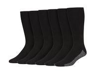 Hanes Mens 6pk Sport Cuts Crew Sock, Black, 6-12 US