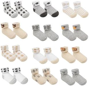 Baby Socks 12 Pairs - Non-Slip Infant Grip for Newborns & Toddlers 0-6 Months, Boys & Girls, Safe for Walking