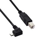 Chenyang Left Angled 90 Degree Micro USB OTG to Standard B Type Printer Scanner Hard Disk Cable 60Cm