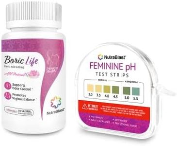 NutraBlast Boric Acid Vaginal Suppositories 600mg (30 Count) w/ Feminine pH Test Strips 3.0-5.5 (100 Tests Roll) | Monitor Intimate Health | Accurate Women’s Acidity & Alkalinity