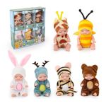 Lotvic Mini Reborn Dolls, 6 Pcs Sleeping Rebirth Dolls with Clothes, Miniature Reborn Doll Toys, Washable Lifelike Newborn Baby Doll, Realistic Small Baby Dolls for Girls Boys Toddlers and Kids Gift