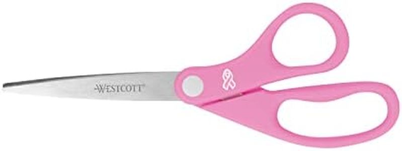 Westcott 15387 8-Inch Pink Ribbon Stainless Steel Scissors For Office and Home