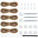 RV Pleated Shade Repair Kit, RV Window Shade Restringing Kit Includes Five 20 FT Cords, Ten Cord Retainers, Ten Cord Bushings, Three Springs and Cord Threading Tool for Repair of RV Pleated Blind-Tan