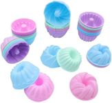 Tongjude 48 Pieces Silicone Donut Mold, Non-Stick, Reusable Baking Cups, 3.15 Inch 4 Shape Small Silicone Molds, Heat Resistant Bakeware for Bagel, Muffin, Jello and Cake Baking