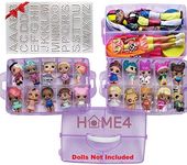 HOME4 Storage Organizer Carrying Case Box 30 Adjustable Compartments Compatible with Small Dolls LOL Toys Bead Beyblade Hot Wheels Tool Craft Sewing Jewelry Hair Accessories OMG Barbie (Purple)