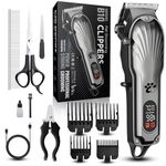 Dog Clippers Professional for Thick Hair, Pet Clippers for Dogs Cordless LED Display Low Noise Rechargeable Dog Trimmer with Grooming Nail Kits