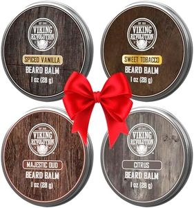 Viking Revolution 4 Beard Balm Variety Pack (1oz Each)- Spiced Vanilla, Sweet Tobacco, Majestic Oud, Citrus - Beard Butter Styles, Strengthens and Softens Beards and Mustaches - Beard Wax for Men
