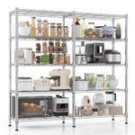 Himimi 5 Tier Storage Shelves Metal Shelving for Storage Height Adjustable Wire Shelving Unit Rack Shelves for Storage Heavy Duty Garage Shelf Pantry Shelves Kitchen Shelving,152W*35D*183Hcm Silver