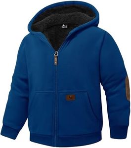 JACKETOWN Unisex Girls Boys Zip Up Hoodie Kids Fleece Jacket Sherpa Lined Sweatshirts Spring Fall Winter Coat Kids Casual Outerwear Deep Blue 8-9 Years