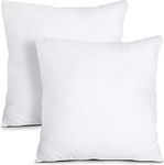 Perfect Sleeper 18x18 Inch Set of 2 Plain White Throw Pillow Insert - Cozy and Soft Sofa Microfiber Fill Cushion for Stylish Home Decor - White