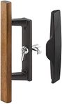 Prime-Line Products C 1259 Sliding Glass Door Handle Set, 3-15/16 in, Diecast & Wood, Black, Hook Style, Internal Lock