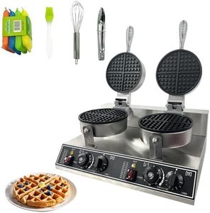 Garvee Commercial Waffle Maker for Home and Restaurant, 2400 W Nonstick Waffle Iron, Double Head Stainless Steel Waffle Maker, No Rotation