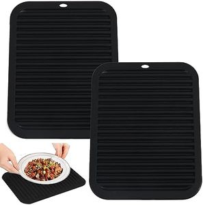 Paifeancodill Silicone Table Mats Hot Pad Mats Pot Holder, 2 Pcs Silicone Pot Holder Silicone Trivet Mats, Non-Slip Rest Table Mats Heat Resistant Pot Coaster Table Countertop Mats Drying Mat (Black)