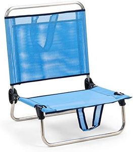 Solenny Chaise de Plage Pliante Dossier Bas avec Poche et Accoudoirs 54x50x63 cm