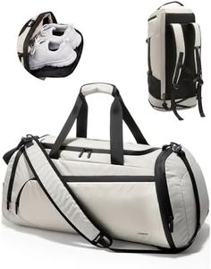 LUGGEX Gym Duffle Bag Backpack for Women Men, TDX01 Expandable Sports Gym Bag with Shoe Compartment, Wet Pocket, Water-Resistant Travel Duffel Bags Carry On Duffel Bag Backpack (TDX-Pro, Beige, 40L)