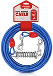 Petbobi Dog Tie Out Cable, 40ft Dog Tether for Yard, Camping, No Tangle Leash with Heavy Duty Buffer Spring, Chew Proof Wire Rope with PVC Coating, Suitable for Medium Large Dogs up to 120LBS