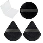 Wellehomi Makeup Powder Puffs,Triangle Velour Powder Puffs with Round Powder Puffs Apply for Daily Makeup Such as Foundation,Cream,Blush (Black)