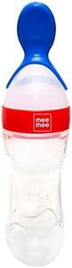 Mee Mee Squeezy Silicone Spoon Food Feeder for Babies of 6 to12 Months with in-Built Stand | BPA Free Material with Food Grade Silicone Tip (Red)