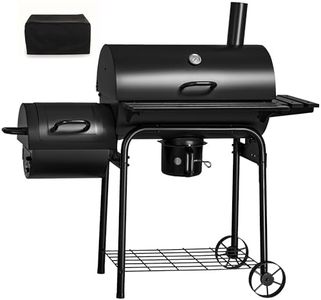 Flamaker Charcoal Grill Outdoor BBQ Grill with Side Oven & Thermometer Barbecue Grill Offset Smoker with Ash Catcher & Cover for Camping Picnics
