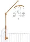 Sorrel + Fern Wooden Baby Crib Mobile Arm w/Moon & Stars Mobile - Includes Baby Mobile Holder Arm (31 inch, 100% Natural Beech Wood) - Nursery Decor Crib Mobile Set for Boys & Girls