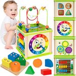 Montessori Toys for 1+ Year Old Boys & Girls, Wooden Activity Cube with Bonus Sorting & Stacking Board, Educational Learning for Toddlers Aged 1-2, Ideal 1st Birthday Gifts