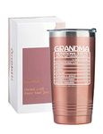 Grandma Gifts Tumbler Travel Coffee Mug, Nutrition Facts Label, for Grandma, Grandmother, Christmas, Birthday, Stainless Steel Insulated 20oz/590ml