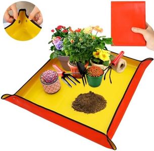 Ossaag Extra Large Repotting Mat for House Plants Transplanting and Potting Mix Mess Control, Portable Gardening Foldable Plant Tray, Potting Mat for Indoor Plants(Orange-39.5" x 39.5")