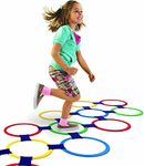 Toyshine Hopscotch Ring Game 13 Multi-Colored Plastic Rings and Connectors for Indoor or Outdoor Use-Fun Creative Play Set for Girls and Boys