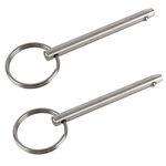 2 Pack Quick Release Pin, Diameter 1/4"(6.3mm), Total Length 3"(76mm), Effective Length 2.4"(61mm), Full 316 Stainless Steel, Bimini Top Pin, Marine Hardware