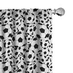 Ambesonne Soccer Curtains, Monochrome Design Pattern of Classical Football Balls Boys Cartoon Pattern, Window Treatments 2 Panel Set for Living Room Bedroom Decor, Pair of - 28" x 63", Charcoal