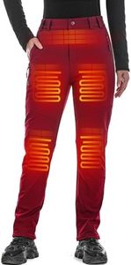 DEWBU Heated Pants for Women with 12V Battery Pack, Red, M | Fast Heating, 5 Heating Zones, Fleece Lined, Water Resistant, Machine Wash, Winter Hunting, Outdoor Work, Motorcycle Trouser