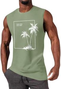 iudam Mens Tank Tops Beach Summer Sleeveless Shirts Graphic Palm Tree Vacation Tanks Muscle Gym Tank Top (Mint Green,2XL)