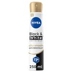 NIVEA Black & White Silky Smooth Anti-Perspirant Spray (250ml), 72hr Anti-Sweat Women's Deodorant Spray, No Stains on Black and White Clothes, Ideal after Shaving (Pack of 6)