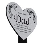 Eternally Yours Dad's Memorial Remembrance Plaque Stake, Heart Design, Silver Plaque