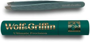 Wolf & Griffin Ultimate Precision Mini Tweezers | Stainless Steel Professional Slant Eyebrow Tweezers for Men and Women | Duck Egg