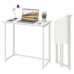 Dripex Compact Folding Desk No Assembly Required Computer Desk Folding Hobby Craft Table, White