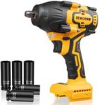 EWORK Cordless Impact Wrench 1/2 Inch Up to 775 Ft-lbs Torque Brushless Impact Gun, Power Impact Wrenches with 5 Sockets, Only Tool (EK-815J)