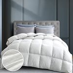 puredown ® White Grid Feather Comforter Full/Queen Size, All Season Medium Warmth Duvet Insert with Corner Tabs (White Grid, 88"x88")