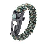 TECHONG Survival Camo Paracord Bracelet - 5 in 1 Sports Casual Wristband with Multi Emergency Tools Compass, Flint, Whistle for Wilderness Hunting & Fishing