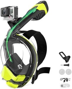 Electric Full Face Snorkel Mask Adult, Snorkeling Gear for Adults with 180 Panoramic View and Latest Dry Top System, Patented Airflow System with Fan Assistance (Black Green, Small/Medium)